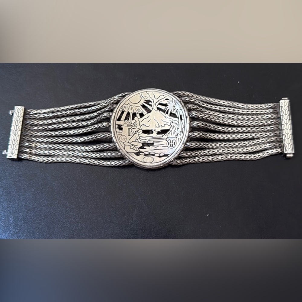 John Hardy Silver Multi-Strand Bracelet with Medallion